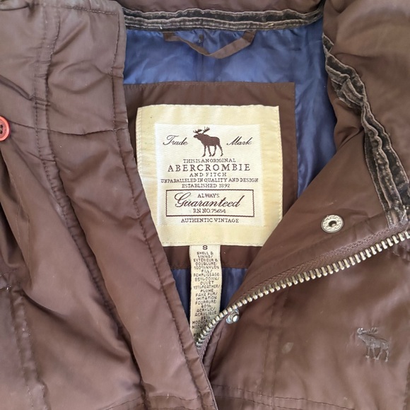 Abercrombie & Fitch Brown Hooded Puffer Jacket with Faux Fur Trim - Picture 2 of 11